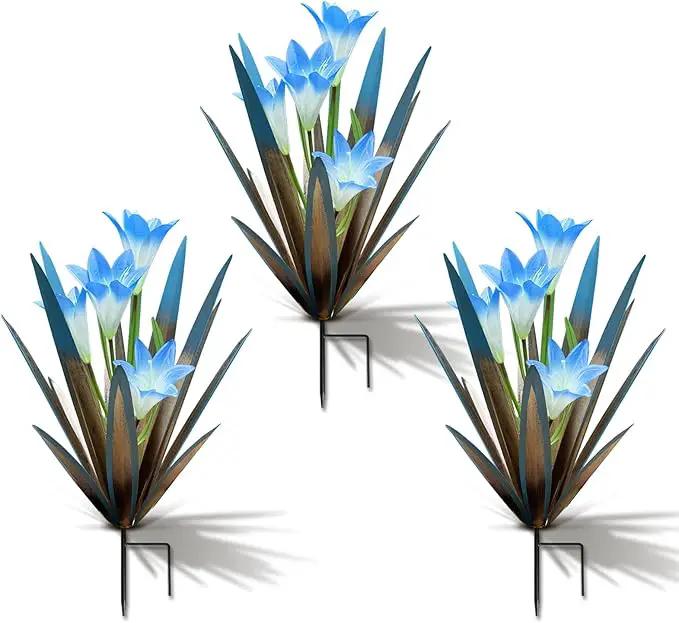 Homight Metal Agave Plant Outdoor Decoration Outdoor Garden Decoration Lily Mexican Yard Art Plant Garden Agave Lily Decorative Garden Gift… (3 Big Blue Lilies) (HM-390-345) by GreenHaven Gardens