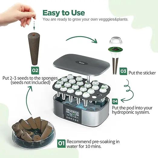 LETPOT 200 Pcs Seed Pod Kits, Replacement Root Growth Sponges Seed Pods, Seed Starter Sponges Kit for Hydroponic Indoor Garden System with 100 Sponges, 100 Stickers by GreenHaven Gardens