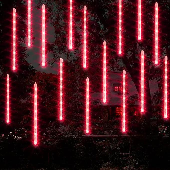 Dazzle Bright 288 LED Christmas Light, 11.8 Inch Meteor Shower Rain Lights with 8 Tubes，Waterproof Plug in Falling Rain Lights Christmas Decorations for Xmas Bushes Tree Yard Party (RED) by GreenHaven Gardens