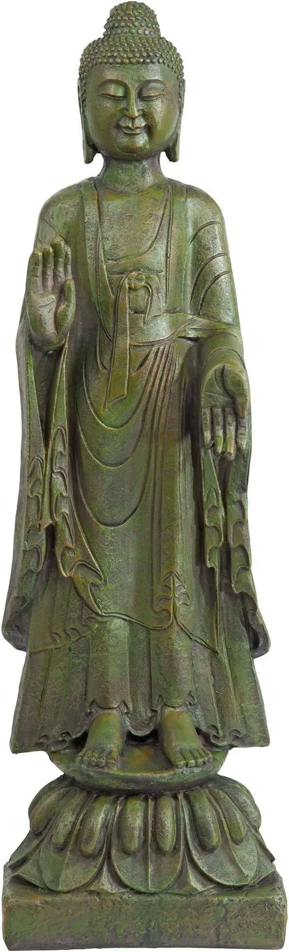 Design Toscano Enlightened One Asian Decor Indoor/Outdoor Garden Statue, 12 inches Wide, 40 inches Tall, Cast Stone Resin, Green Bronze Finish by GreenHaven Gardens