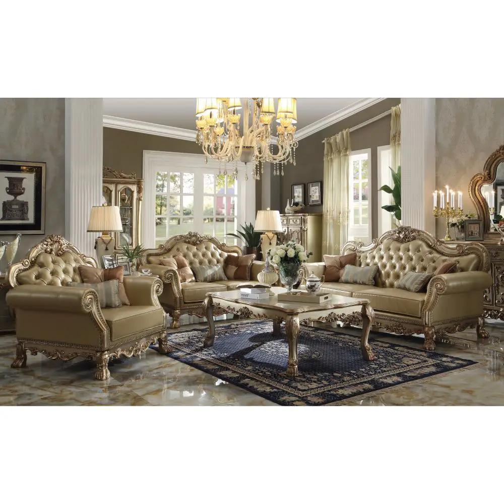Dresden - Sofa - Bone PU & Gold Patina by Unique Piece Furniture