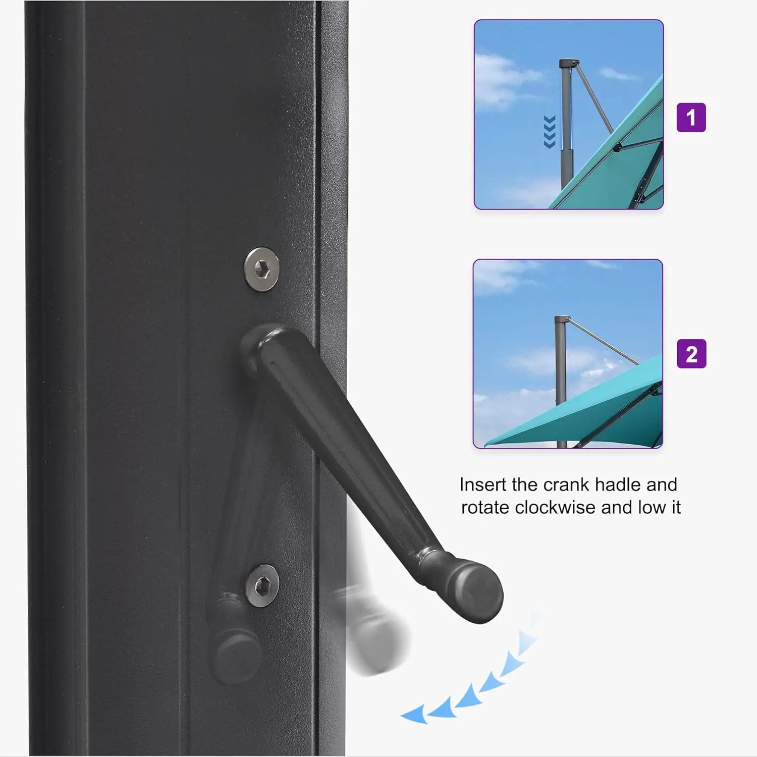 PURPLE LEAF 11.5' X 11.5' Telescopic Patio Umbrella Outdoor Cantilever Umbrella Square Up Down Lifting Offset Umbrella with 360-degree Rotation for Garden Deck Pool Patio Turquiose by GreenHaven Gardens