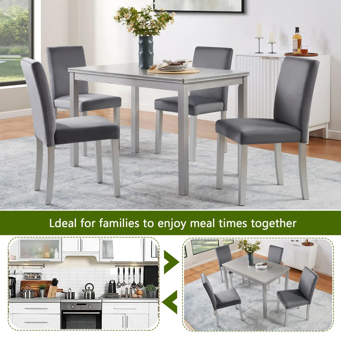 Dining Table Set, Table With A Rectangular Table And Upholstered Chairs by HouseOfZazla