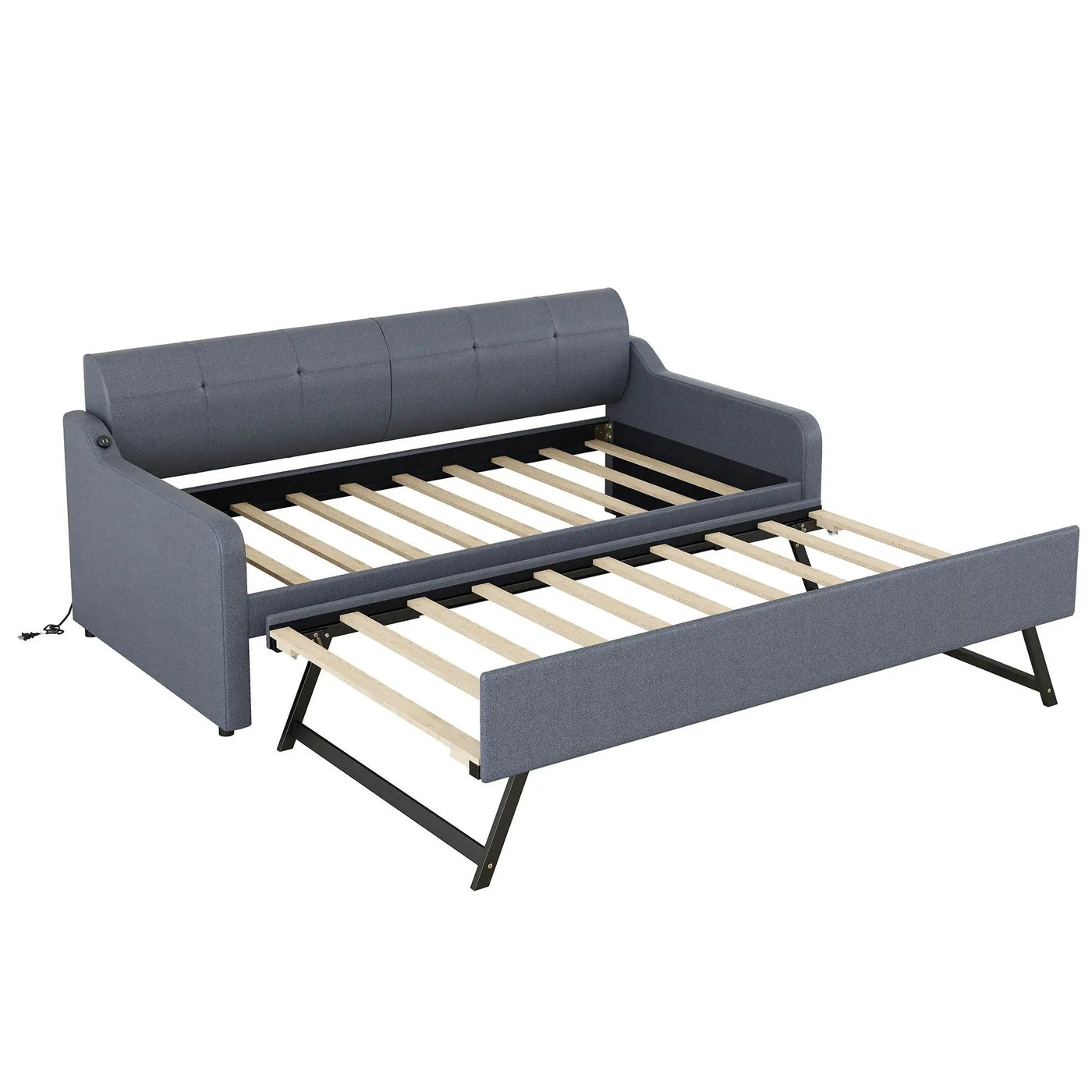 Upholstered Daybed With Trundle And USB Charging by HouseOfZazla