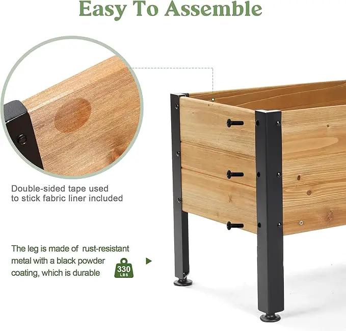 Wood Rectangular Garden Planter Box Raised Garden Bed Outdoor,Planters for Outdoor Plants 37x13x15in Elevated Planter Box for Herbs Vegetables Flowers Great for Patio Deck Balcony by GreenHaven Gardens