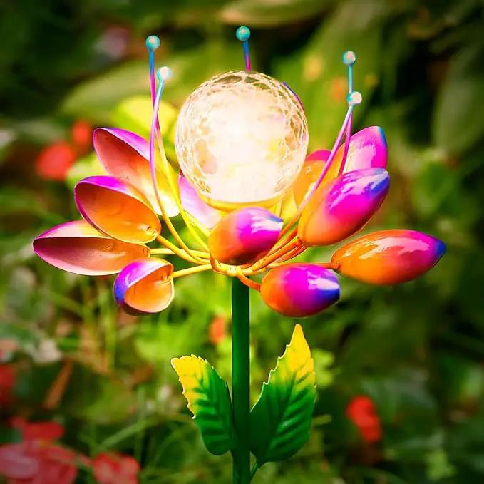 Metal Flower Solar Outdoor Lights Windmill Garden Stake - Outdoor Waterproof for Yard, Lawn, Patio, Gardening Gifts, Solar Flower Lights by GreenHaven Gardens