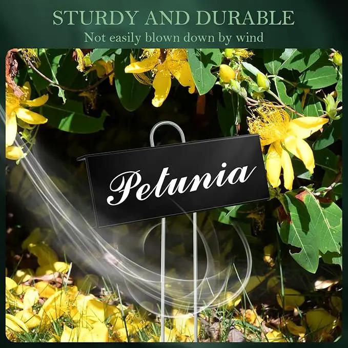 30 Pack Metal Plant Labels for Outdoor Garden Waterproof Plant Markers, Labels Garden Markers for Seedlings Herbs Vegetable Greenhouse Gifts with Pen - Black by GreenHaven Gardens