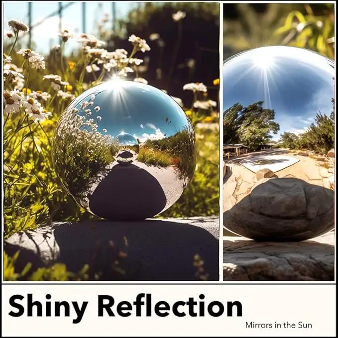 12 Inch Stainless Steel Gazing Globe,v2croft Hollow Ball Mirrored Surface Polished Shiny Sphere,Garden Stainless Steel Gazing Ball for Outdoor Lawn Pond Yard Ornament(Silver) by GreenHaven Gardens