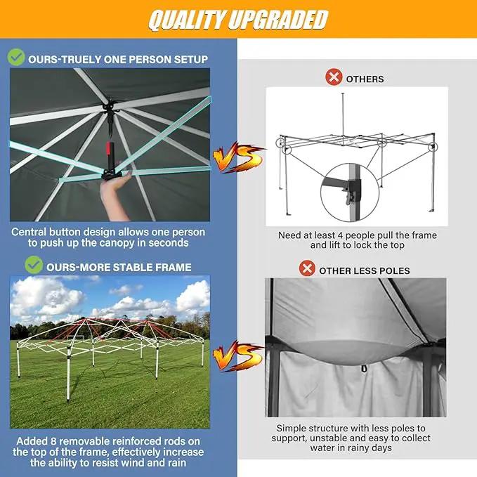 HOTEEL 10x20 Pop up Canopy with 6 Sidewalls, One Push Instant Setup Outdoor Canopy Tent with Reinforce Rod, Weight Bag, for Parties, Events, Gray by GreenHaven Gardens