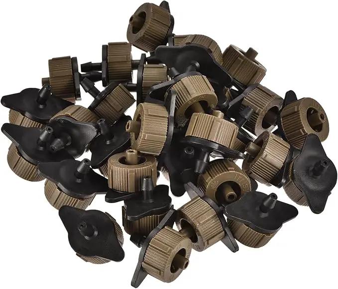 50 Pack Pressure Compensating Dripper - Garden Irrigation, Maintain Constant Flow & Drip Emitter, Apply to Outdoor Garden Lawn Tree (2 Gallon Per Hour, Black Brown) by GreenHaven Gardens