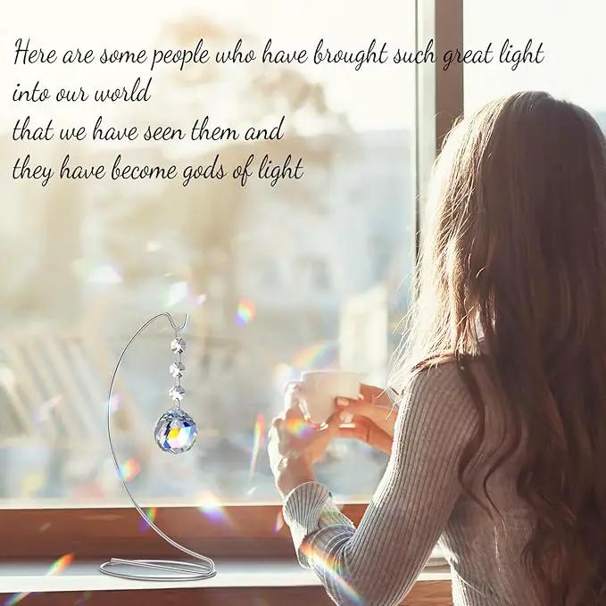9-Inch Sympathy Gifts for Loss of Loved One,Memorial Gifts,40mm Crystal Suncatcher,Bereavement Gift Ideas,Condolences Gift for Mom Dad Friend Son Daughter Dog,Silver Stand and a Sympathy Card by GreenHaven Gardens
