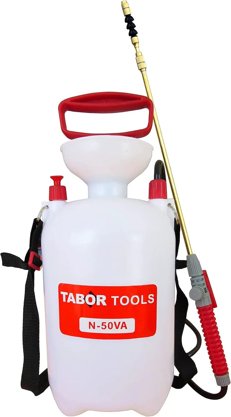 TABOR TOOLS 1.3 Gallon Lawn and Garden Pump Pressure with Pressure Relief Valve, Adjustable Shoulder Strap and Telescopic Adjustable Wand and VITON Seals. N50VA. by GreenHaven Gardens