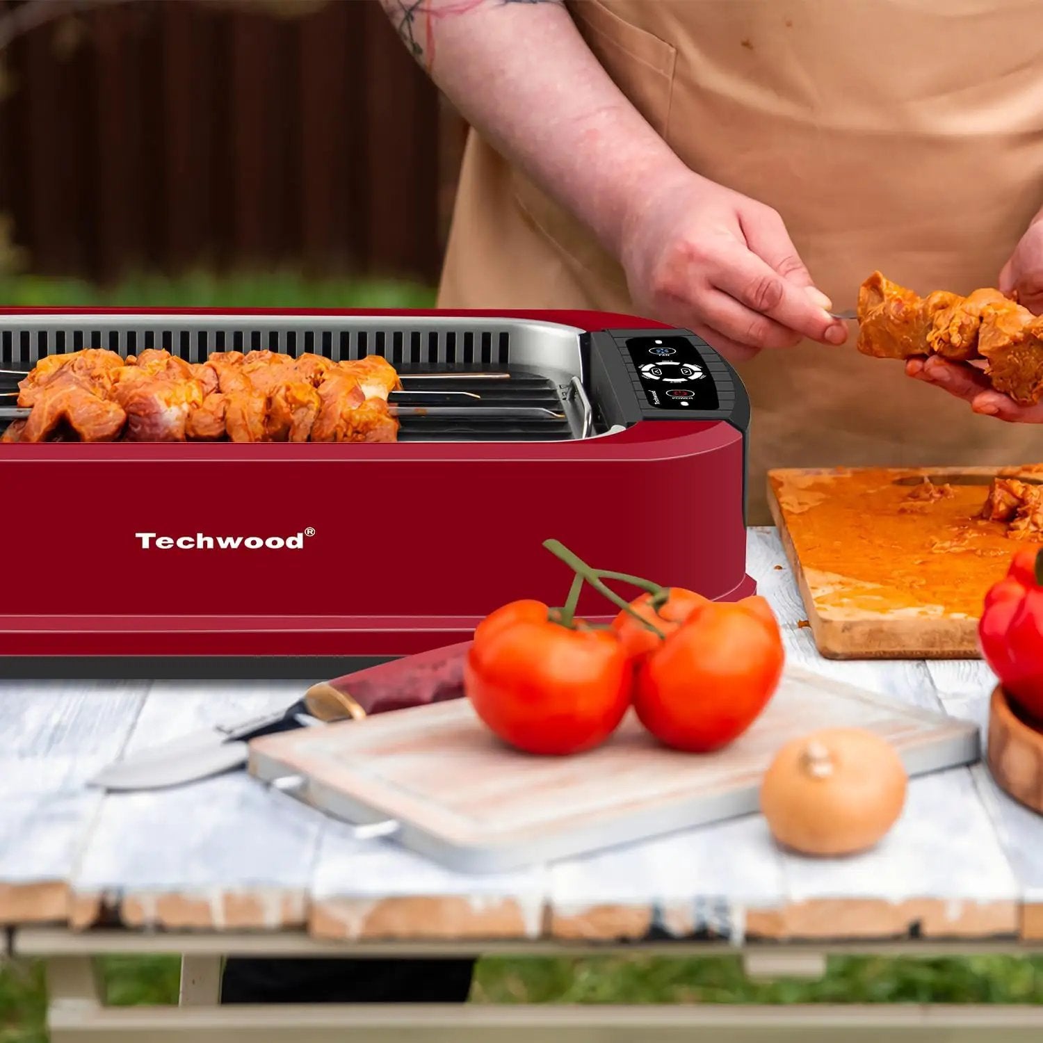 Techwood Smokeless Grill 1500W indoor Grill with Tempered Glass Lid, Compact & Portable Non-stick BBQ Grill, Turbo Smoke Extractor Technology, Drip Tray& Removable Plate by GreenHaven Gardens