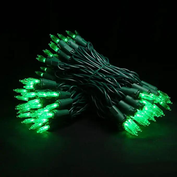 Green Christmas LED Lights - 2 Pack 100 Count Green Christmas String Lights for Tree, Party, Holiday, Indoor/Outdoor St. Patrick's Day Decorations, 2 Sets 33 Feet Green Wire, UL Certified, Connectable by GreenHaven Gardens