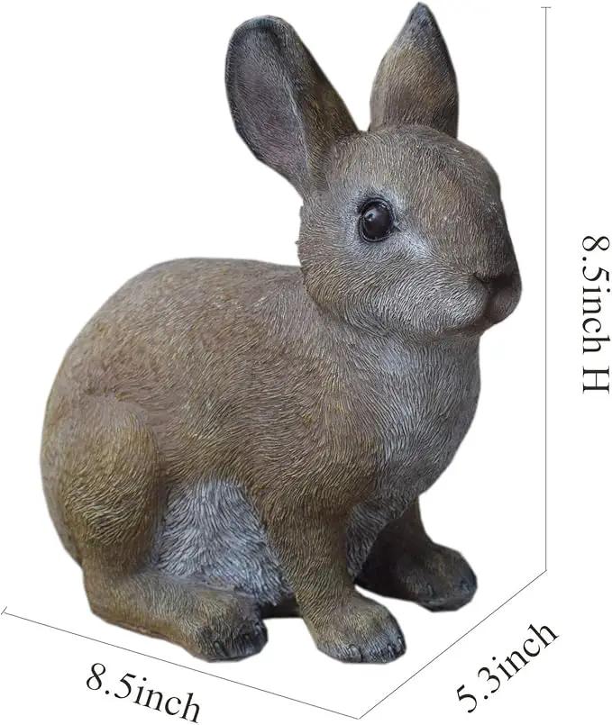 Rabbit Resin Animal Garden Statue Outdoor and Garden Decor Patio Yard (Rabbit 8.5 inch) by GreenHaven Gardens