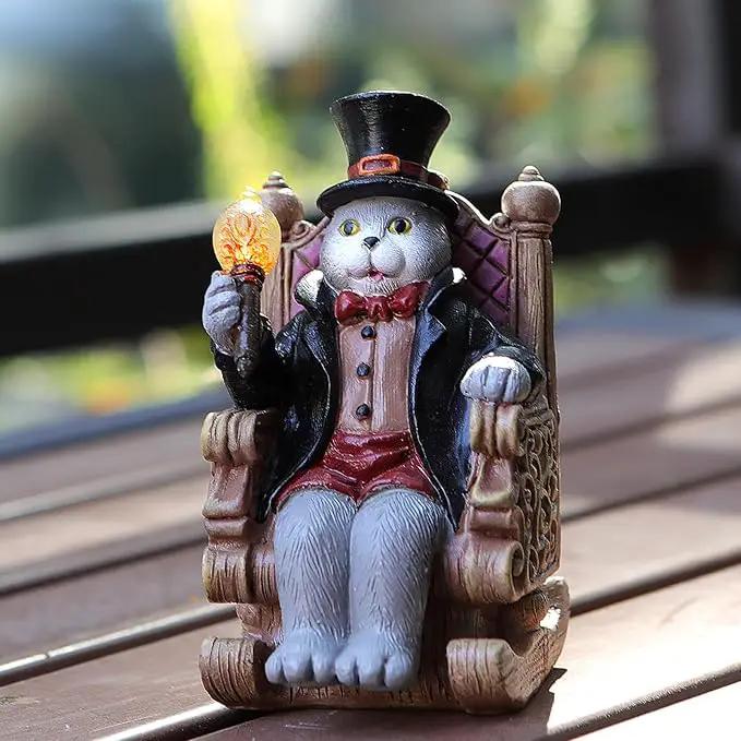 Solar Cat Garden Statues for Outside: Home Valentine Decor with Magic Wand Lights Cat Clearance Garden Sculpture for Yard Art Lawn Ornaments Porch Patio Balcony, Birthday Gifts for Mom Grandma Women by GreenHaven Gardens