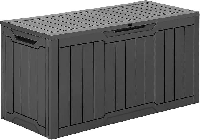 YITAHOME 80 Gallon Outdoor Storage Box, Large Water Resistant Resin Deck Box, Indoor Outdoor Lockable Storage Container for Patio, Garden, Cushions, Tools, Equipment (Dark Gray) by GreenHaven Gardens