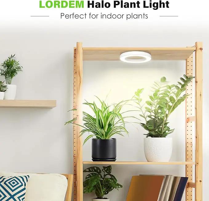 LORDEM 6.3” Ceiling Grow Light for Indoor Plants, 72 LEDs Full Spectrum Halo Plant Light, Under Cabinet Growing Lamp with 4/8/12H Auto Switch, 4 Dimmable Brightness Levels, Ideal for Pot Plants by GreenHaven Gardens