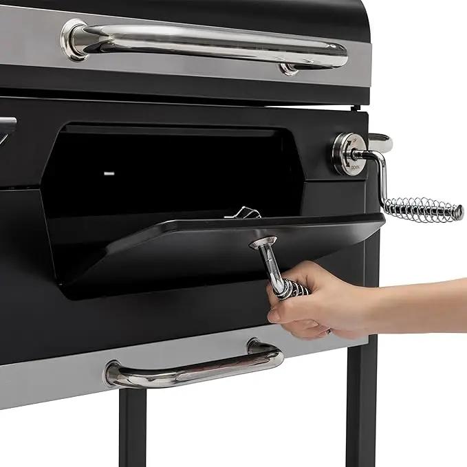 Royal Gourmet CD1824M 24-Inch Charcoal Grill, BBQ Smoker with Handle and Folding Table, Perfect for Outdoor Patio, Garden and Backyard Grilling, Black, Medium by GreenHaven Gardens