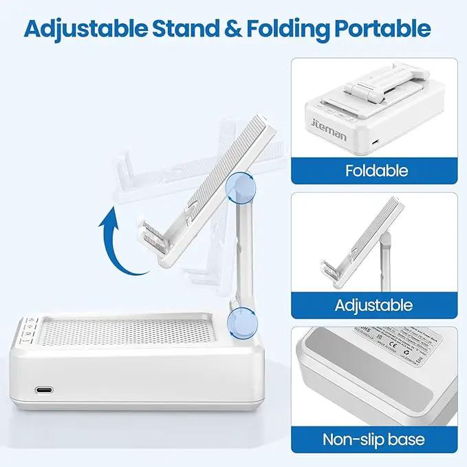 JTEMAN Portable Phone Stand with Speaker Bluetooth Wireless,Gifts for Men Women,Birthday for Women,Kitchen Gadgets for Men,Phone Holder for Desk - White by GreenHaven Gardens