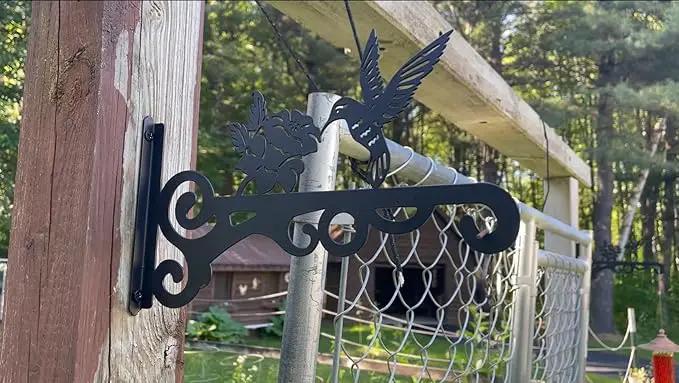4-Pack 10 Inch Aesthetic Plant Hanger Indoor and Outdoor – Metal Hanging Plant Bracket with Hummingbird Pattern – Heavy Duty Plant Hooks for Hanging Flower Baskets, Bird Feeder, Wind Chime, Lantern by GreenHaven Gardens