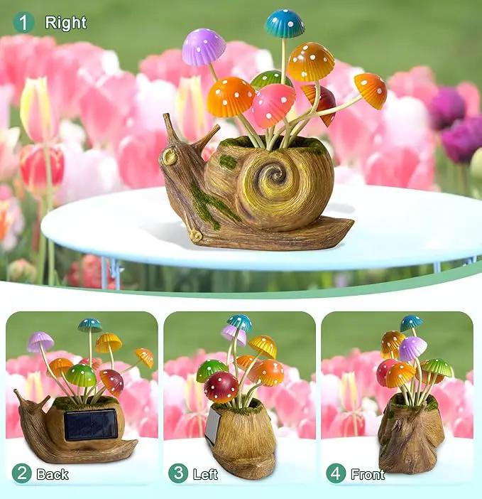 Solar Lights Outdoor Garden Statue,Cute Snails Figurines with Mushroom LED Solar Lights Fairy Garden Accessories,Birthday Gifts for Women Mom Gardening for Patio,Yard Art,Lawn Ornament,Porch,Backyard by GreenHaven Gardens