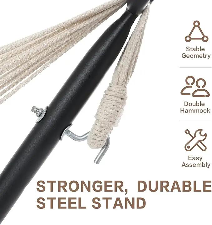 PNAEUT Double Hammocks with Stand for Outside, Portable Space Saving Heavy-Duty Steel Stand for Indoor Outdoor Patio with Carrying Bag, 450 lbs Capacity (Lightblue) by GreenHaven Gardens