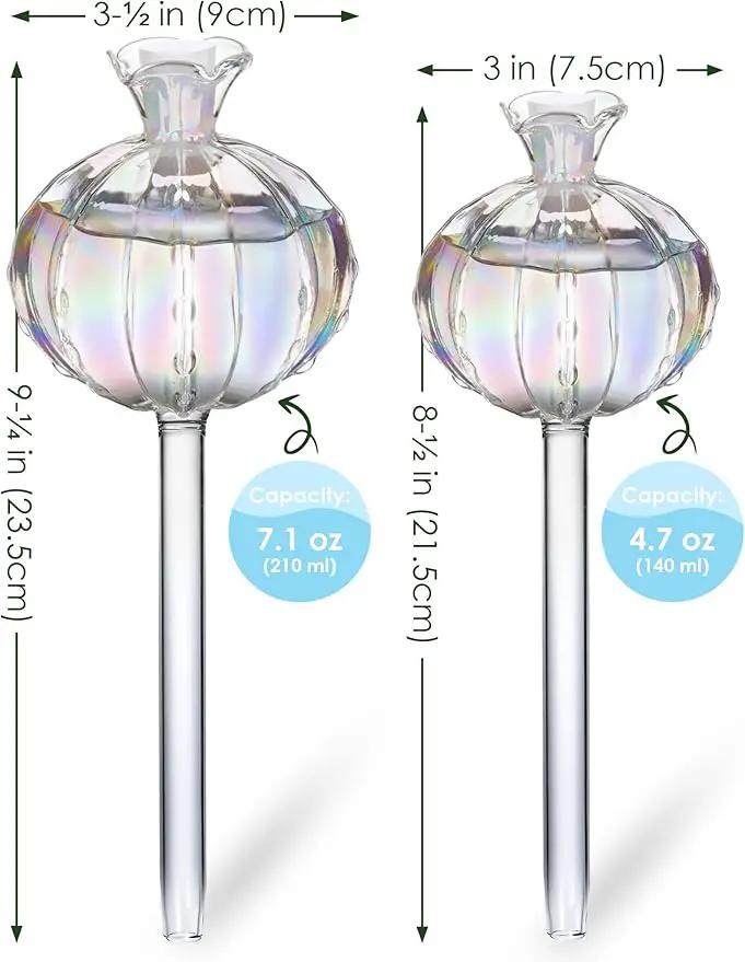 NiHome Cactus-Shaped Glass Plant Self-Watering Globes 6-Pack, Glass Waterer Stakes for Potted Plants, Automatic Mini Irrigation System, Adorable Gardening Tool (Iridescent, 3 Large + 3 Medium) by GreenHaven Gardens
