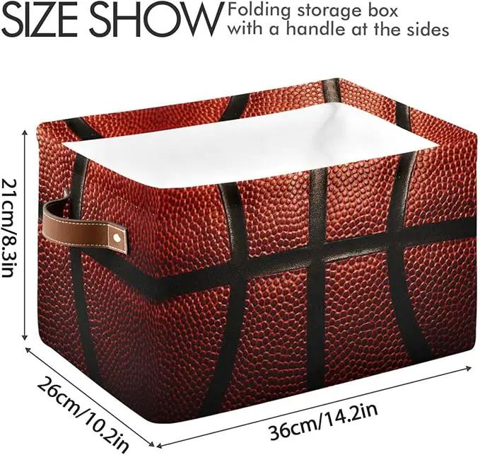 Basketball Print Rectangular Storage Basket Organizer Bin Shelf Baskets For Clothes Gifts For Home Office Dorm by GreenHaven Gardens