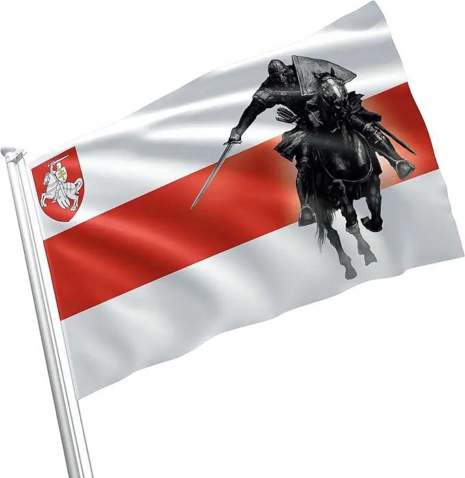Belarus Knight Flag 3x5 Feet – Resistance Symbol with Knight On Horseback, Brass Grommets for Protests and Solidarity, Lightweight and Easy to Hang on Flagpoles, Built to Withstand Outdoor Conditions by GreenHaven Gardens