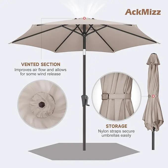 9ft Outdoor Patio Umbrella - Table Umbrella Waterprool UV Protection, Sombrillas de Patio with Push Button Tilt&Crank, Sun Umbrella for Pool, Porch, Garden, Deck, Backyard(Taupe) by GreenHaven Gardens