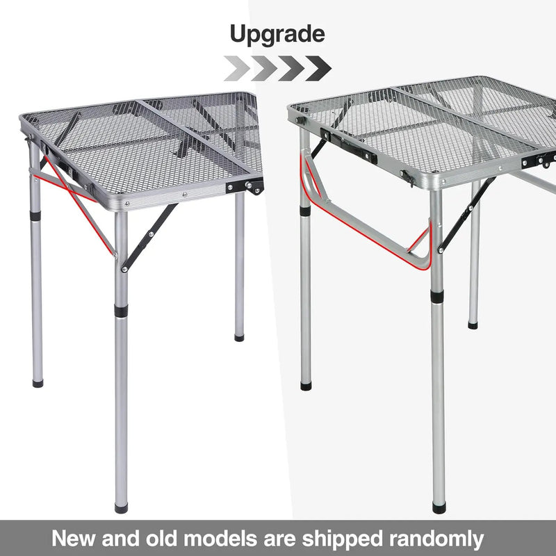 REDCAMP 24" Square Folding Grill Table for Outside, Lightweight Portable Metal Aluminum Outdoor Grill Table with Adjustable Height Legs, Great for Camping Picnic Cooking BBQ, Silver 2ft by GreenHaven Gardens