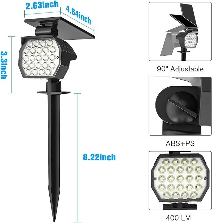 NIORSUN Solar Spot Lights Outdoor,23 LEDs Landscape Lighting with Auto On/Off and 3 Lighting Modes, IP67 Waterproof Spotlights,Outdoor Solar Lights for Yard Garden,4 Pack(Cool White) by GreenHaven Gardens