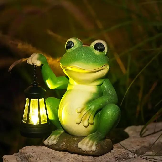 Large Frog Garden Decor for Outside Solar Powered Sculptures for Garden Patio Cute Animal Garden Statues Home Easter Ornaments, Gifts for Mom Grandma by GreenHaven Gardens