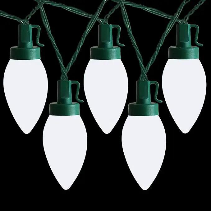 C9 Christmas Lights Outdoor 50 LED Cool White Strawberry 34.5ft Waterproof Xmas String Light for Garden Yard Home Party Holiday Christmas Tree Indoor Decoration(Cool White) by GreenHaven Gardens