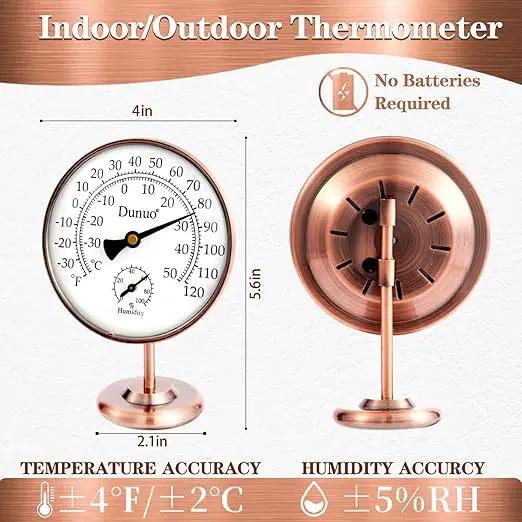 4-inch Outdoor Thermometer Hygrometer, Indoor Humidity Meter, Temperature Monitor Gauge for Home, Room, Office, Patio, House, Greenhouse, Antique Copper,Tabletop Decor. by GreenHaven Gardens