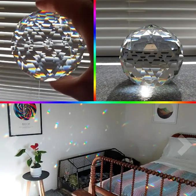 Clear Crystal Ball Prism Window Rainbow Maker Window Prisms Suncatcher for Feng Shui, (60mm /2.4inch) by GreenHaven Gardens