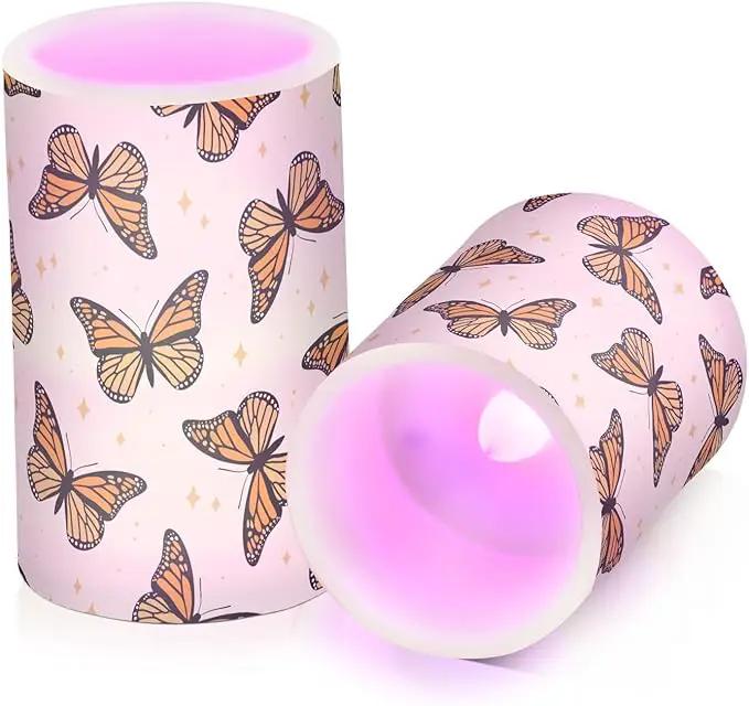 Flickering Flameless Candles, Monarch Butterflies LED Candles with Remote Timer, Set of 2 Battery Operated Candle for Valentine Wedding Birthday by GreenHaven Gardens