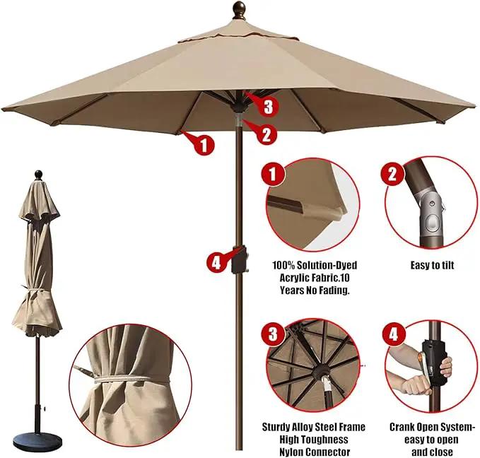 EliteShade USA 10-Year-Non-Fading 10Ft Market Umbrella Patio Umbrella Outdoor Table Umbrella with Ventilation, Heather Beige by GreenHaven Gardens