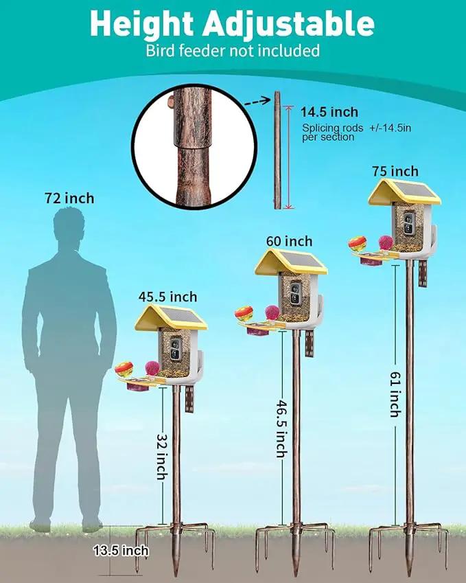 Bird Feeder Pole – 75 Inch Height Bird House Pole with 1-Inch Dia Heavy Duty for Birdfeeders, Feeding Stand with Mount Kit for Outdoor, Slip-Fit Connection, Copper Brushed by GreenHaven Gardens