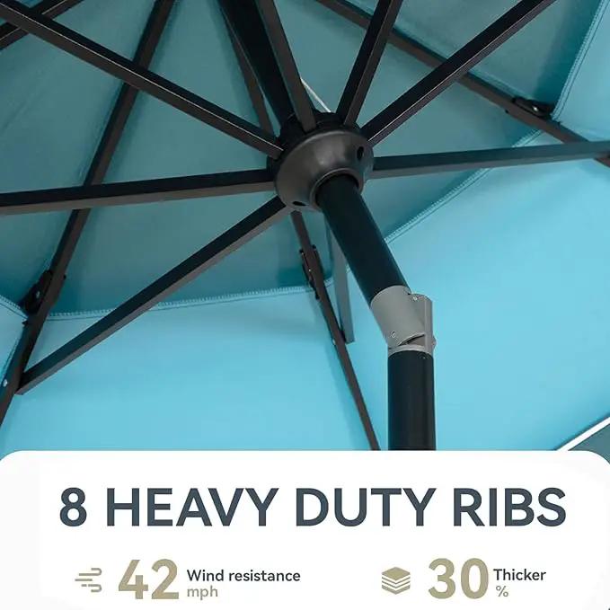 GREEN PARTY 10ft Outdoor Patio Umbrella, Auto-Tilt Market Table Umbrellas with Crank, 8 Sturdy Ribs & 1.5" Pole UV Protection for Garden Deck Backyard Pool by GreenHaven Gardens