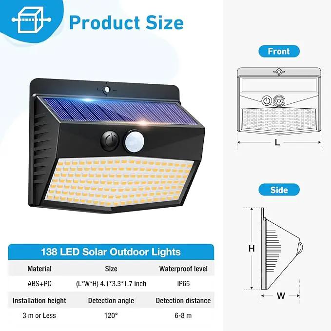 Solar Motion Sensor Lights Outdoor [ 12 Packs/138 LED ] Solar Fence Lights with 3 Lighting Modes, Solar Powered Security Lights Waterproof for Outside Yard Garden Backyard Deck Step Garage,Warm White by GreenHaven Gardens