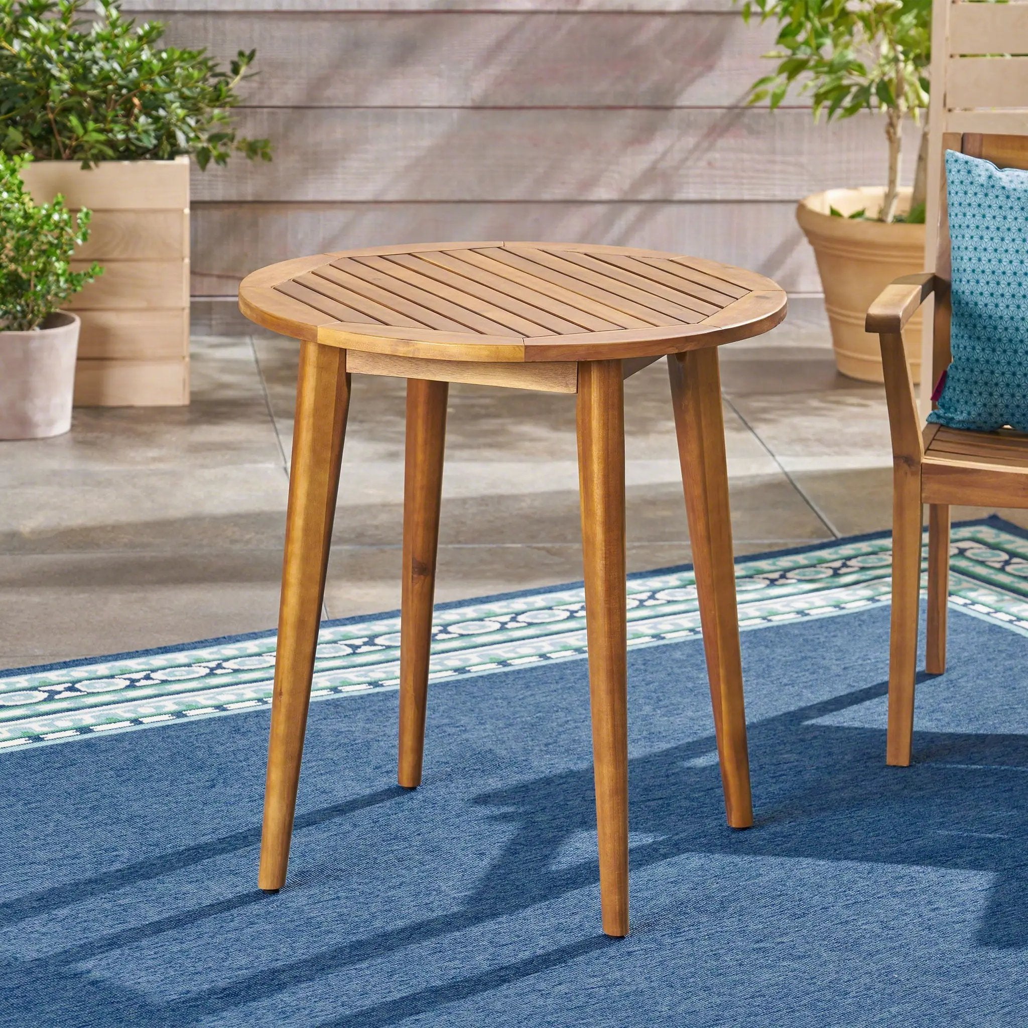 Stamford Modern Outdoor Bistro Table with Water-Resistant Teak by HouseOfZazla
