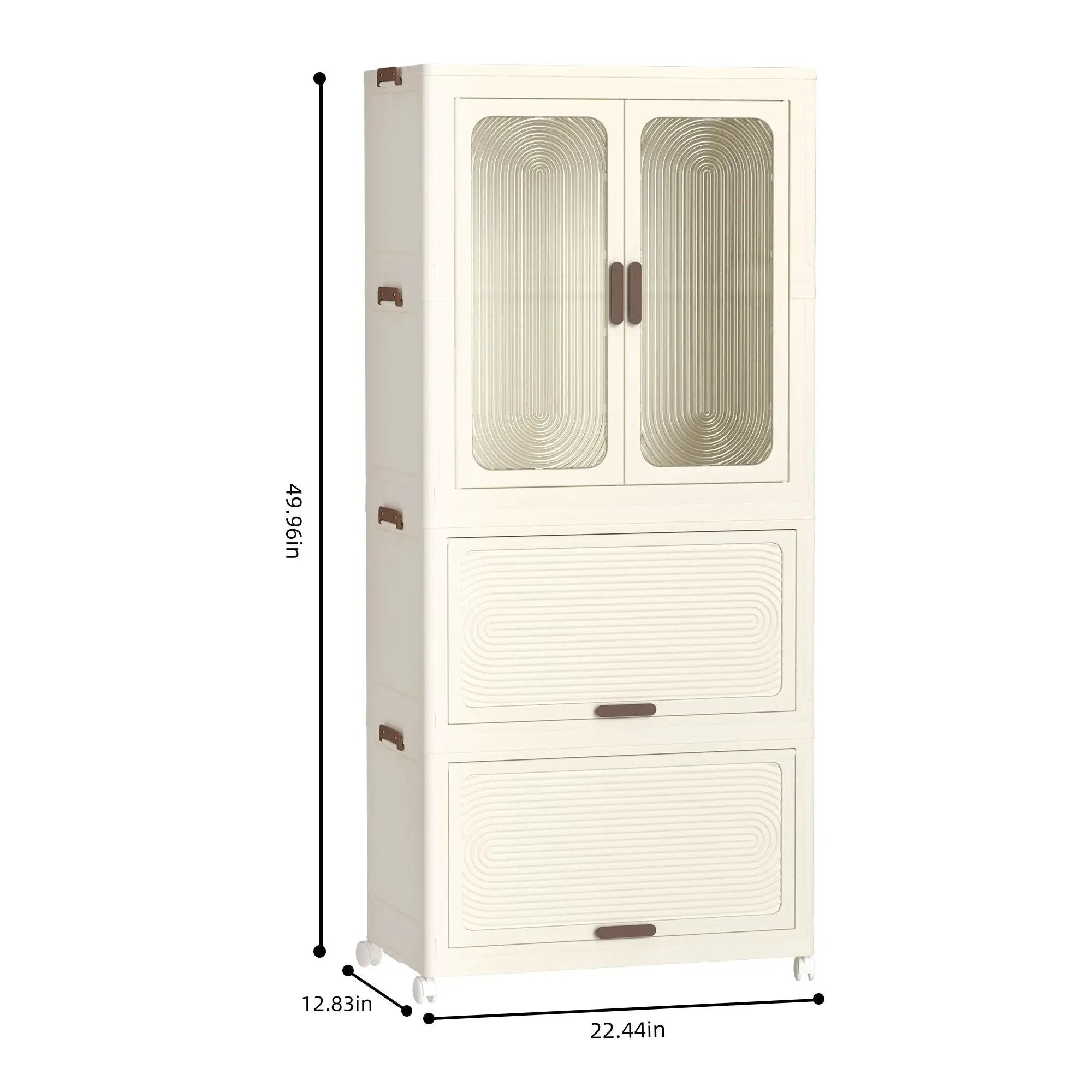 Portable Wardrobe Closet Storage Organizer With Magnetic Doors And Hanging Rod - Cream White by Unique Piece Furniture