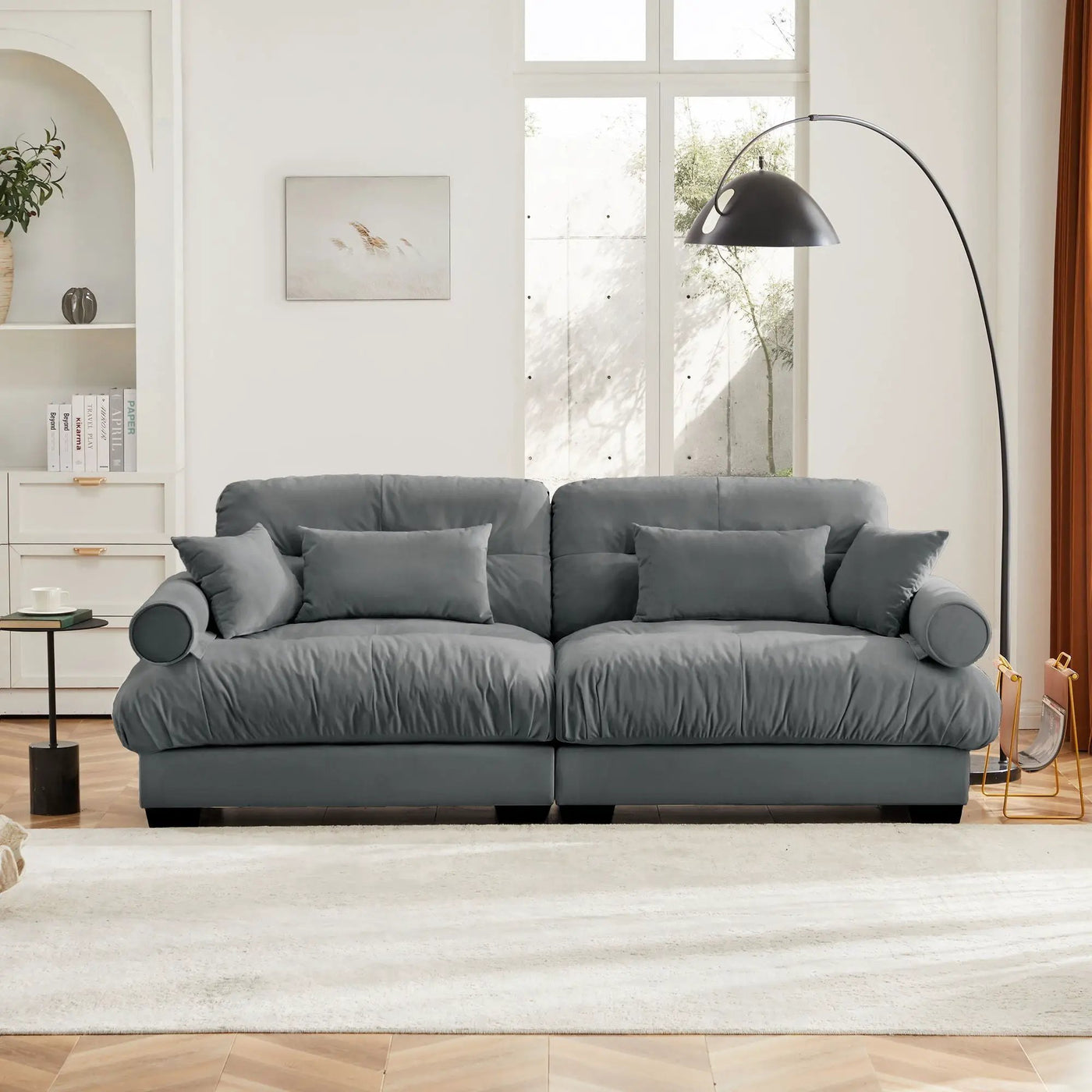 Modern Oversize Sofa With Cloud Like Comfort, Featuring Waist And Throw Pillows by HouseOfZazla