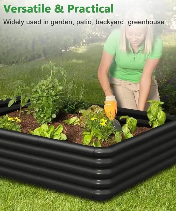 3.0x3.0x1.0ft Raised Garden Bed Kit, Rustproof PP Material Garden Box, Flower Bed with Tool-Free Assembly Design, Square Planter Boxes for Outdoor Plants Vegetables Flower Fruit Herb, Black by GreenHaven Gardens