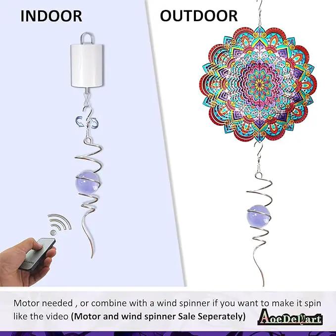 Gazing Ball Spiral Decorative Wind Spinner Sun Catcher 11inch Tail and 2 inch Glass Orb. Indoor Outdoor Garden Decoration Wind Sculptures-13 inch Height (Purple) by GreenHaven Gardens