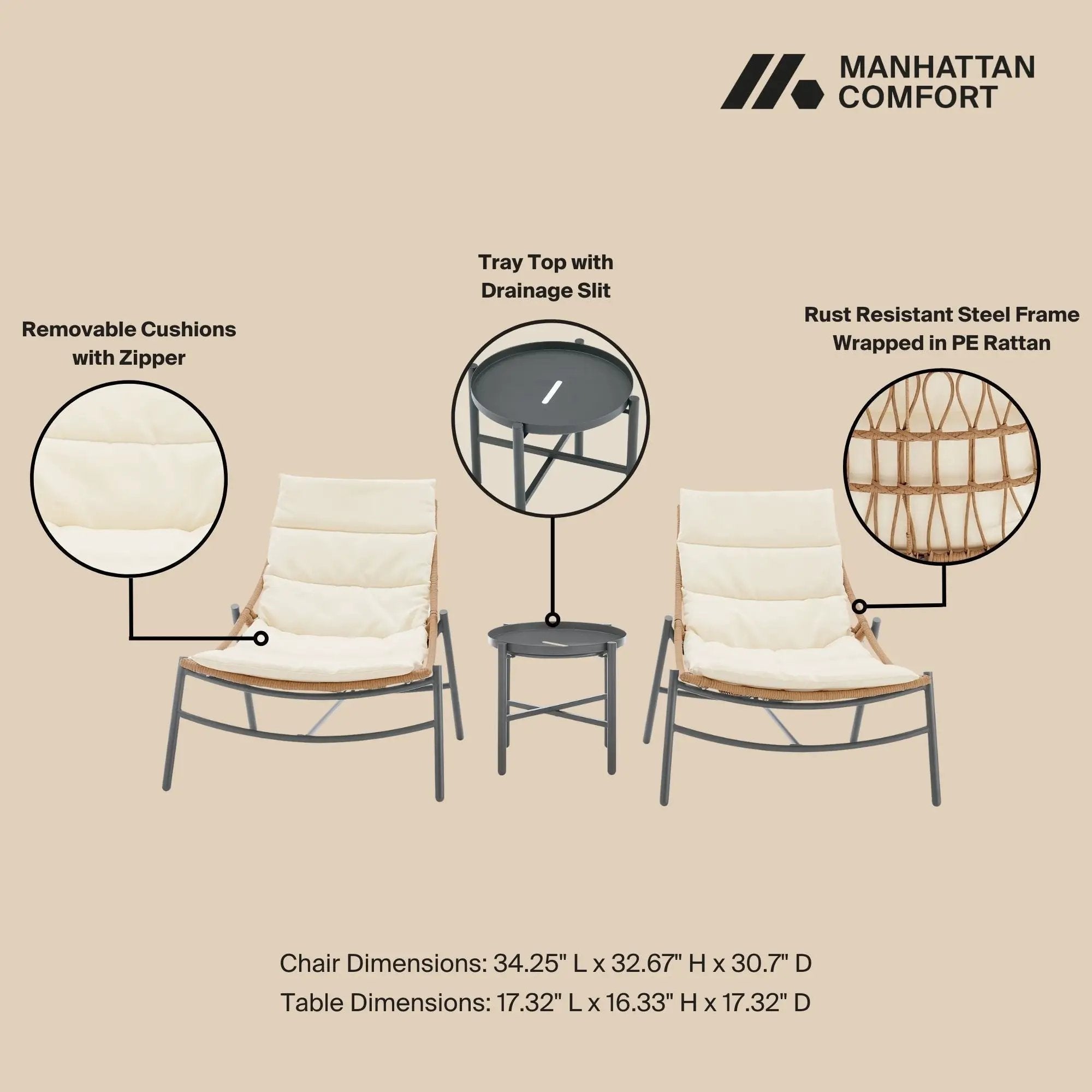 Sunset - 3 Piece Conversation Set by HouseOfZazla