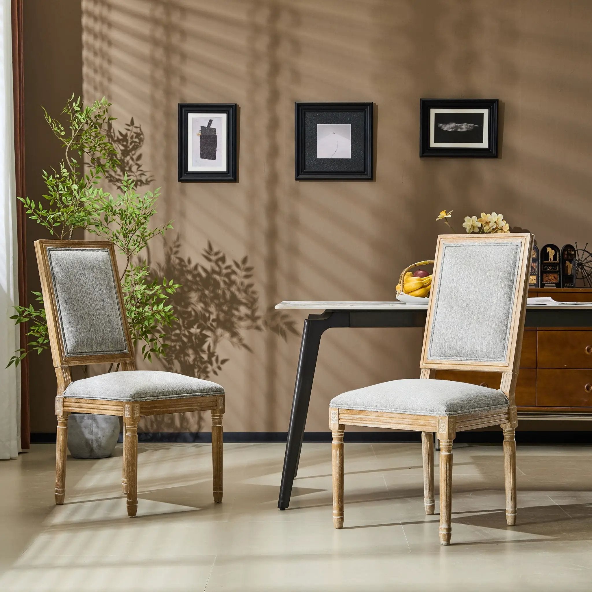 French Country Style Dining Chair With Upholstered Seating And Fluted Legs by HouseOfZazla