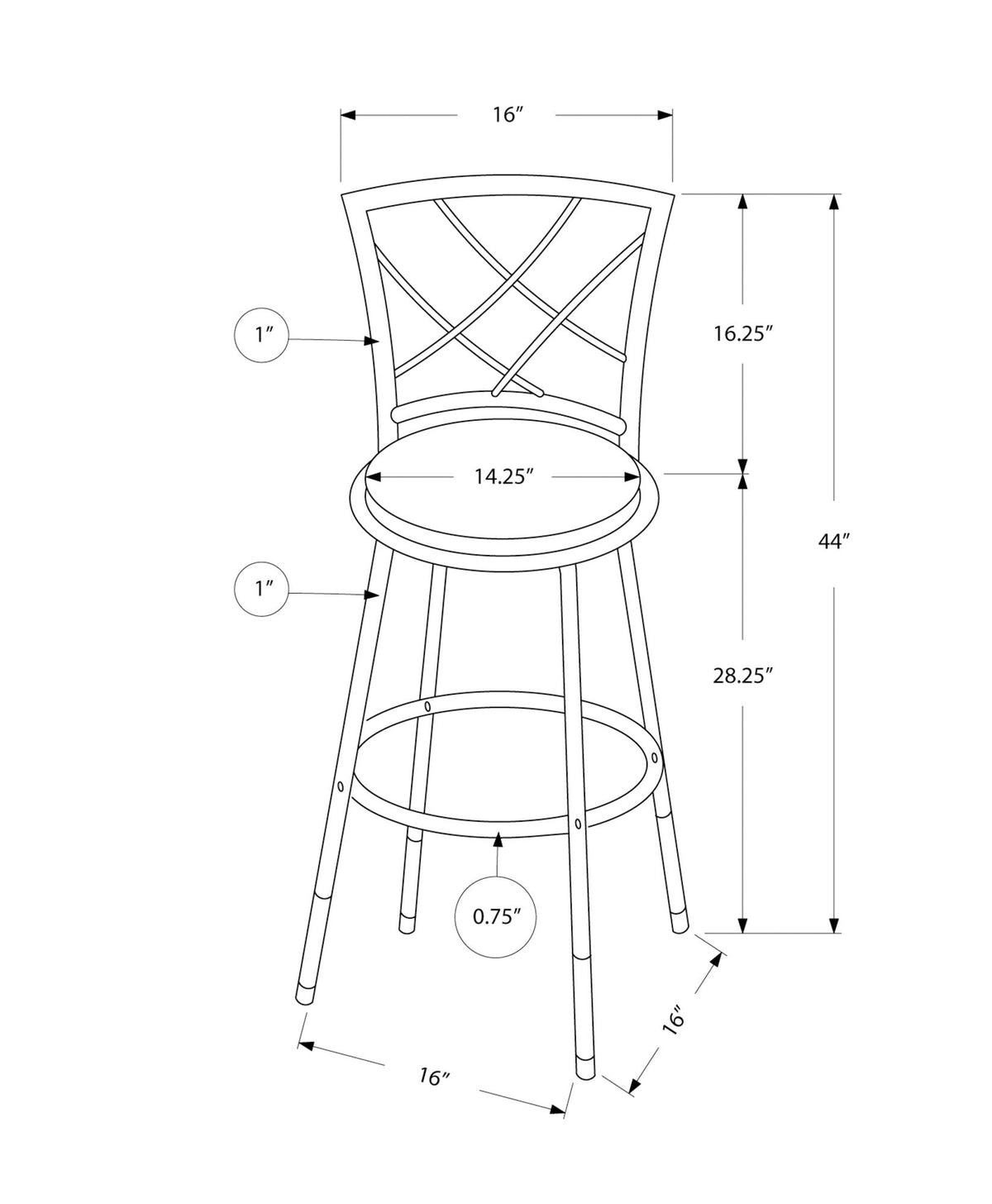 Bar Height Swivel Stool Set of 2 with Full Back - Black, photo 3 of 4